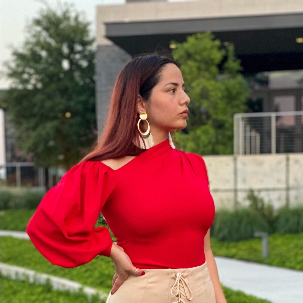 Red Open Sleeve Top